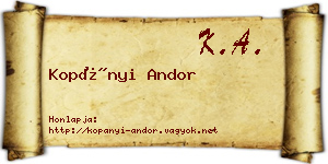 Kopányi Andor névjegykártya