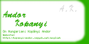 andor kopanyi business card